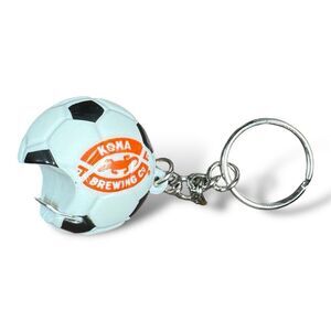 Kona Brewing Co Soccer Ball Key Chain Bottle Opener White Black Orange‎